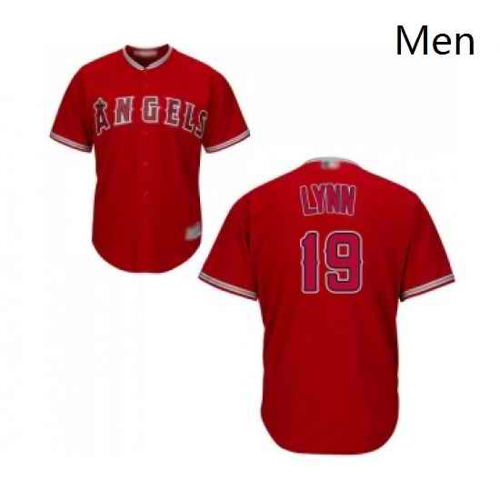 Mens Los Angeles Angels of Anaheim 19 Fred Lynn Replica Red Alternate Cool Base Baseball Jersey